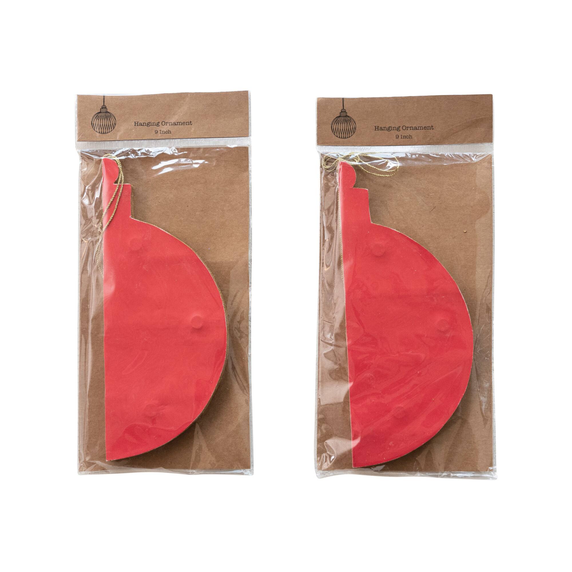Hello Honey® Red & Cream Glittering Honeycomb Paper Ornaments, 2ct.